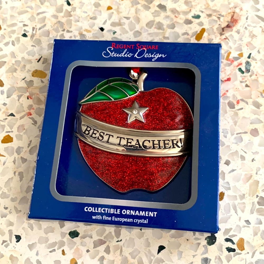 Harvey Lewis Collectible Best Teacher Ornament with fine Euro crystal